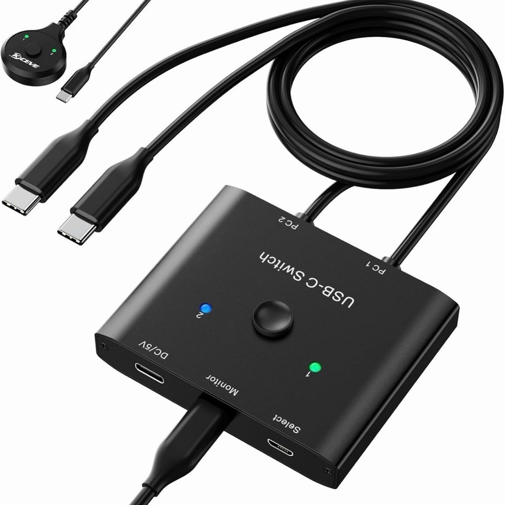 KCEVE USB C Switch, Bi-Directional USB C Switcher 2 Computers, MLEEDA USB Type C